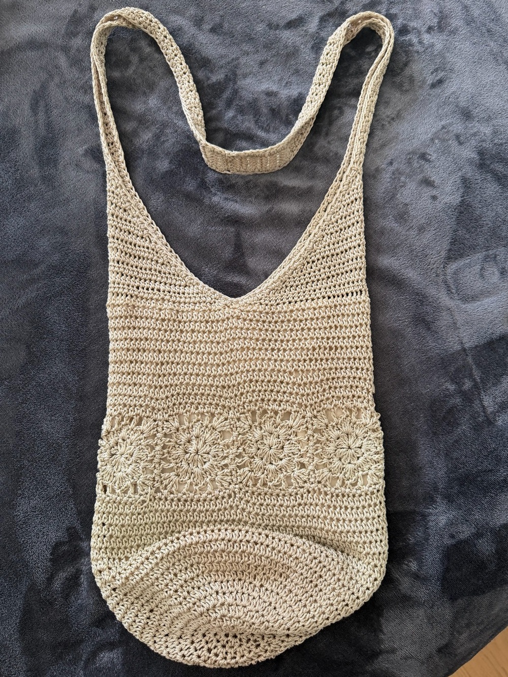 Crochet Tote Bag in Natural Beige